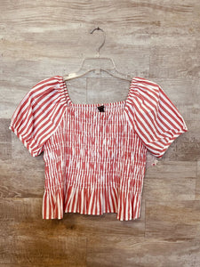 (S) Ann Taylor Red Striped Shirt Womens