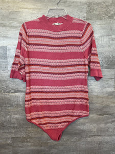 (XL) Free People Pink Mock Neck Sweater Bodysuit