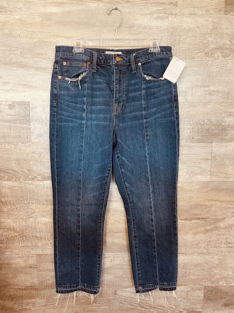 (29) Madewell Dark Wash Raw Hem Jeans womens