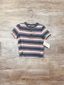 (2T) Old Navy Blue Pink Striped Tee Boys