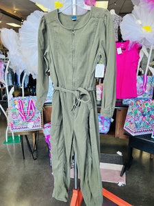 (L) Old Navy Olive Green Belted Jumpsuit Women's