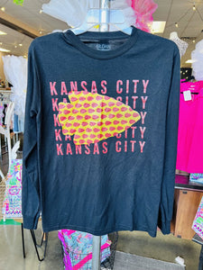 (S) KC Chiefs Black Logo Tee Women's