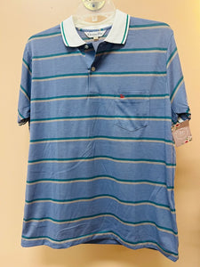 (L) Christian Dior Blue Striped Polo Men's