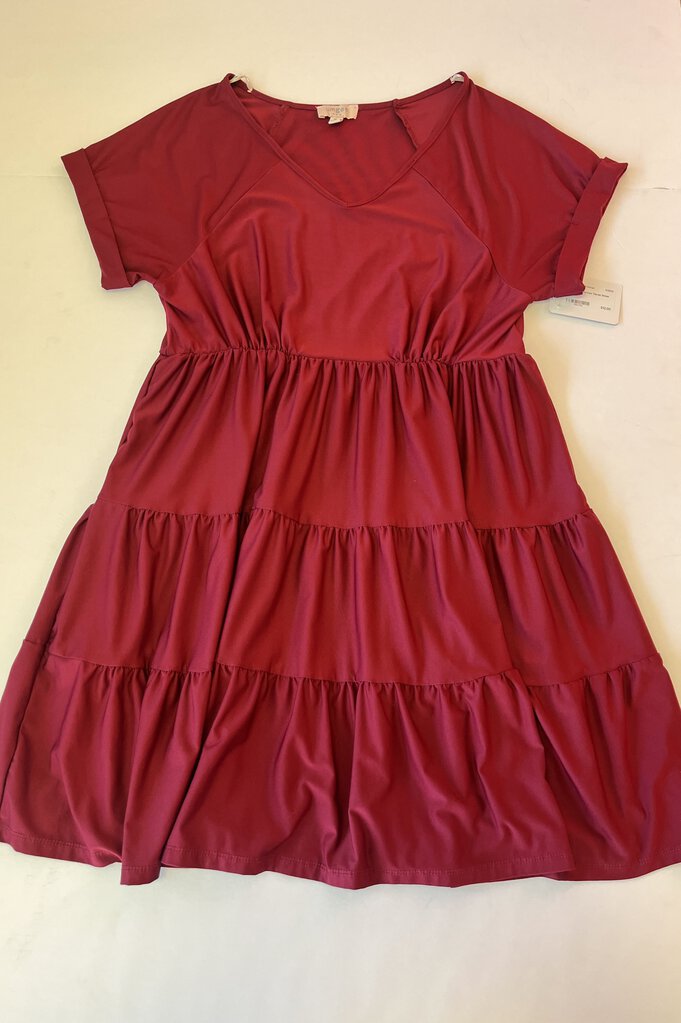 (M) Umgee Maroon Tiered Dress Women's