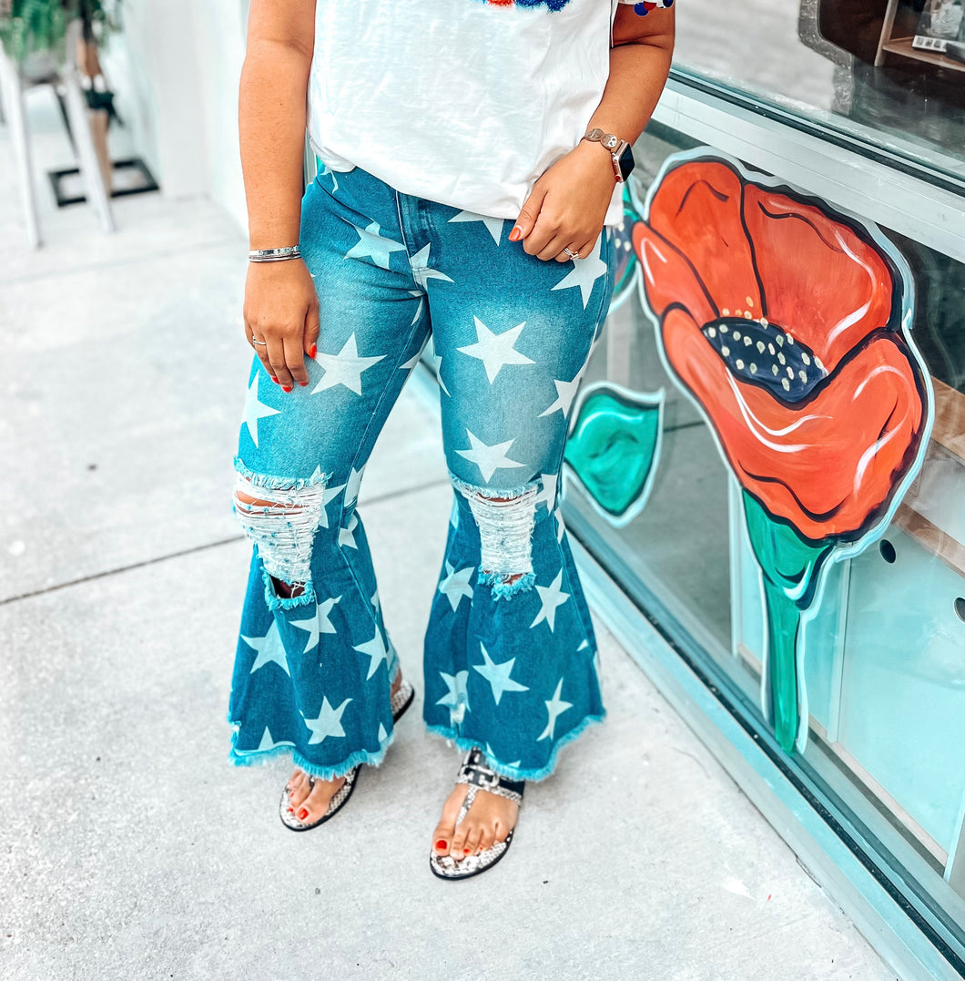 Let Freedom Ring Ankle Flare Jeans