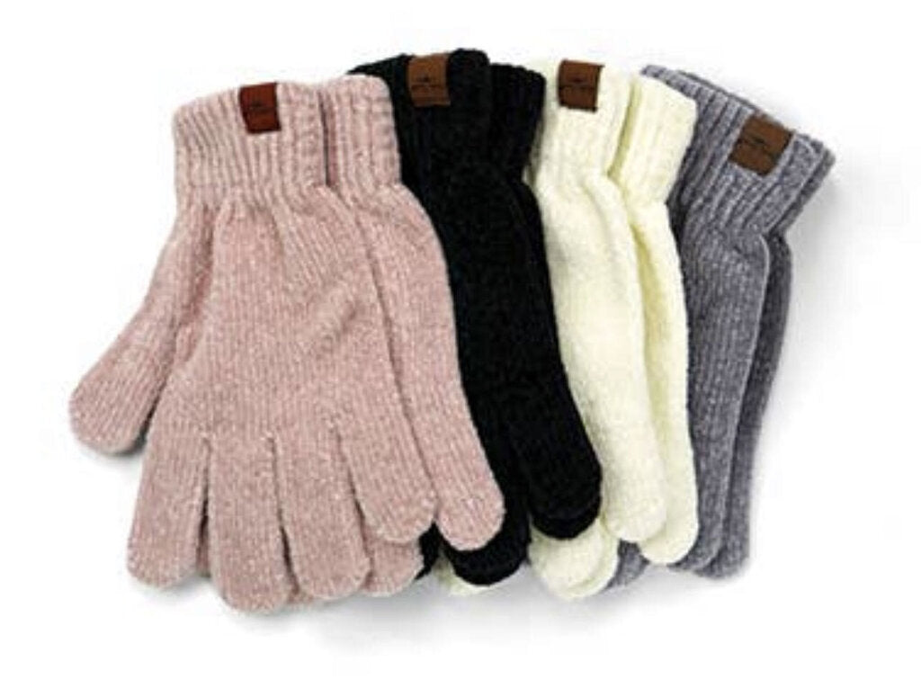 Black Chenille Gloves Women's