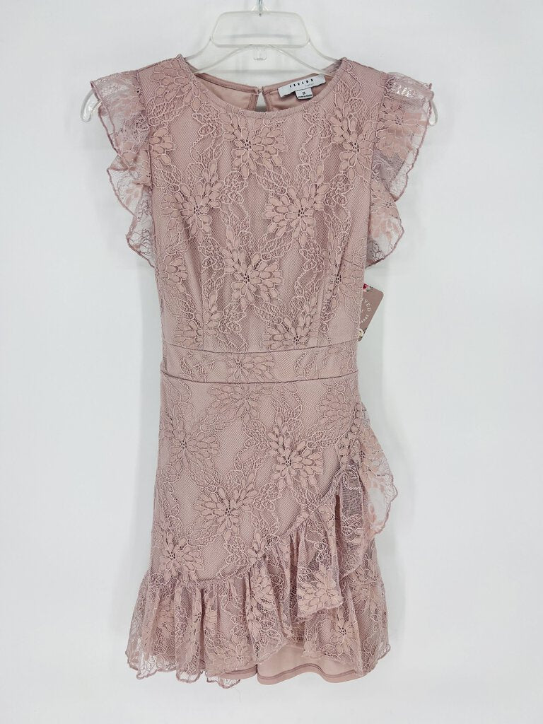 (S) Favlux Blush Lace Shimmer Dress Womens